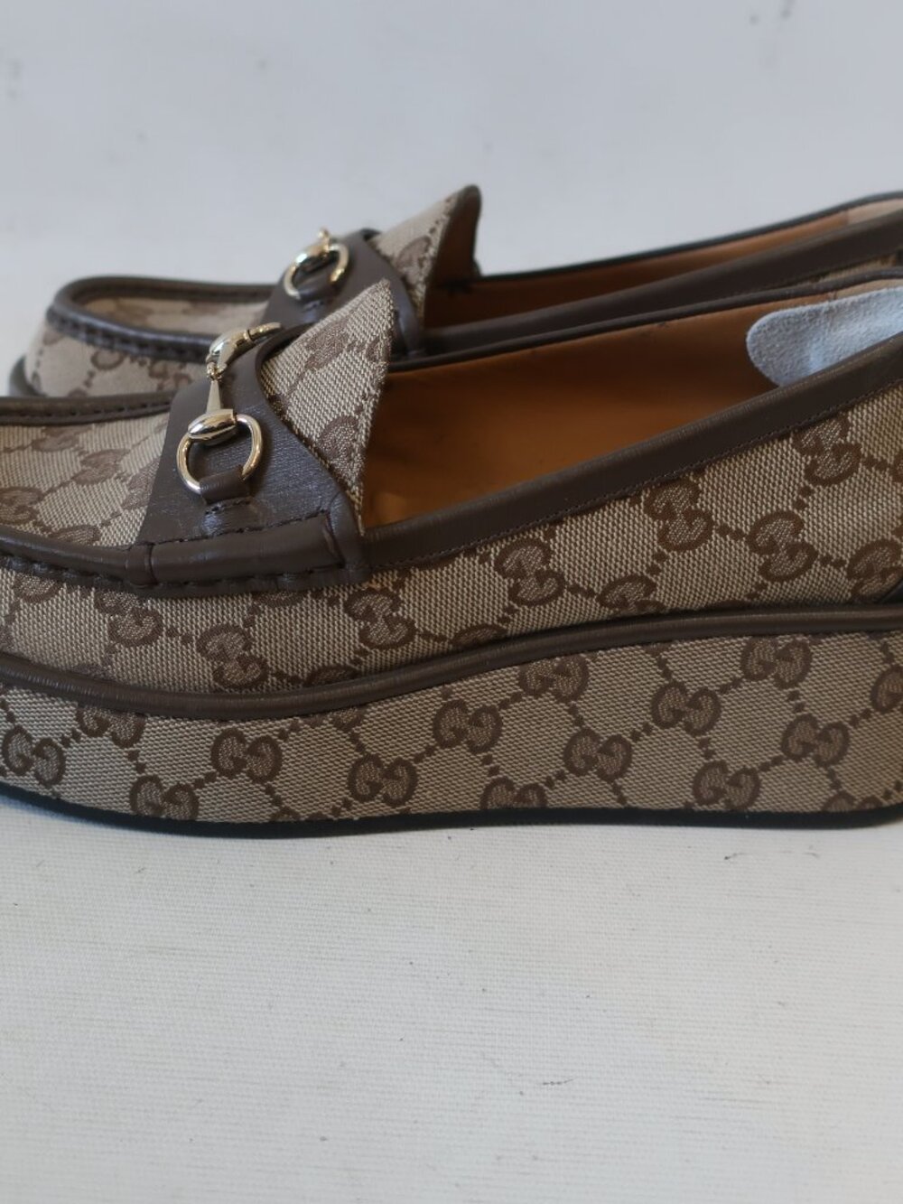 Gucci Ilde Brown Guccissima Canvas GG Supreme Horsebit Flatform Loafer 39 US/9 - Picture 6 of 16